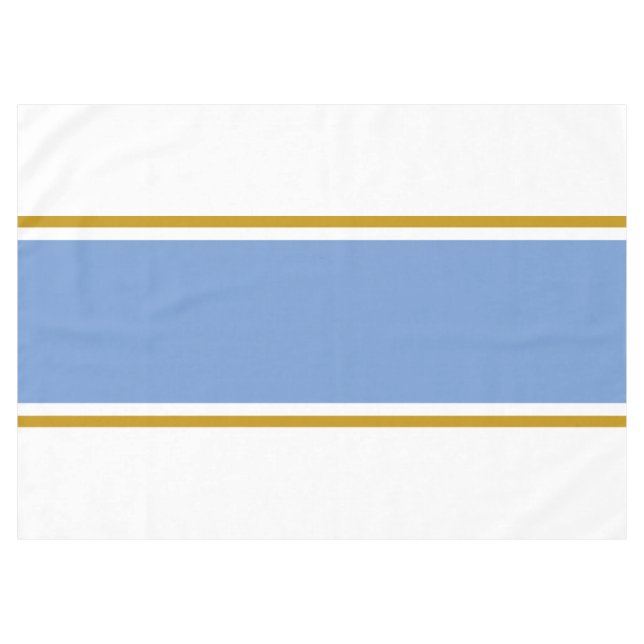 Fun 70s Light Blue Brown Racing Stripes On White Tablecloth (Front (Horizontal))