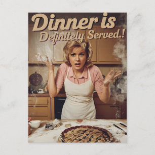Fun 70's vintage style housewife design postcard