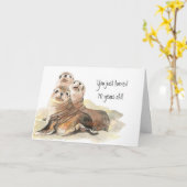 Fun 70th Birthday "Don't grow up " Cute Seals Card (Yellow Flower)