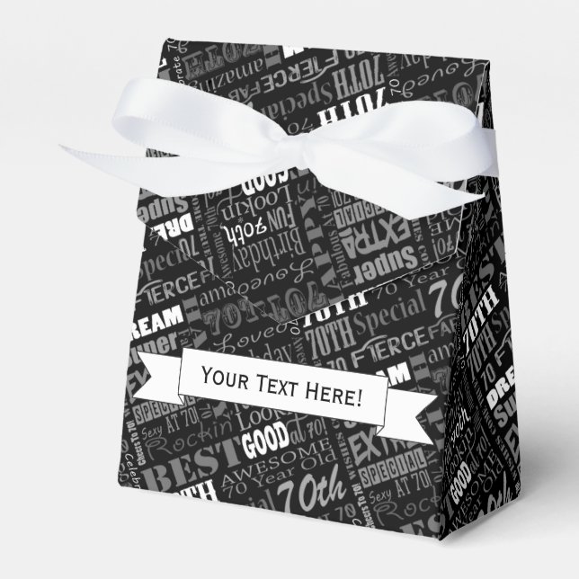 Fun 70th Birthday Party Personalised Monogram Favour Box (Front Side)