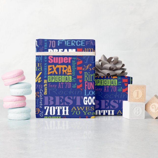 Fun 70th Birthday Party Personalised Monogram Wrapping Paper (Baby Shower)