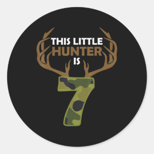 Fun 7th Birthday 7 Year Old Deer Hunter Gift For B Classic Round Sticker