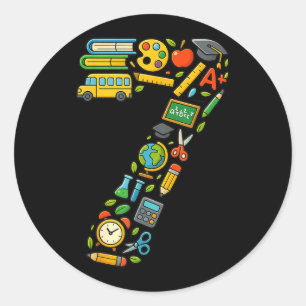 Fun 7th Grade Back to School 1st Day Of School Classic Round Sticker