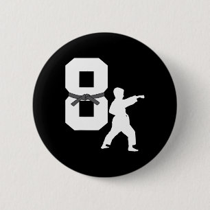 Fun 8th Birthday Karate Taekwondo 8 Year Old Boy K 6 Cm Round Badge