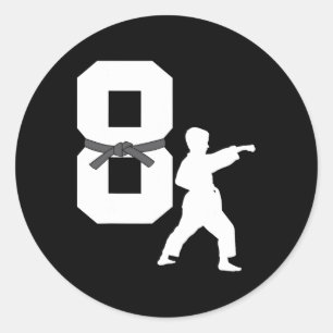Fun 8th Birthday Karate Taekwondo 8 Year Old Boy K Classic Round Sticker