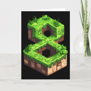 Fun 8th Birthday Number 8 Video Gamer Pixel Themed Card