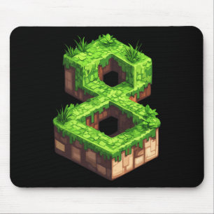 Fun 8th Birthday Number 8 Video Gamer Pixel Themed Mouse Mat