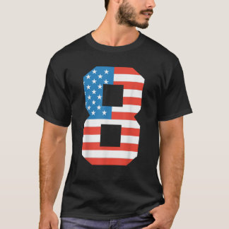 Fun 8th Birthday US American Flag 4th Of July Boy  T-Shirt