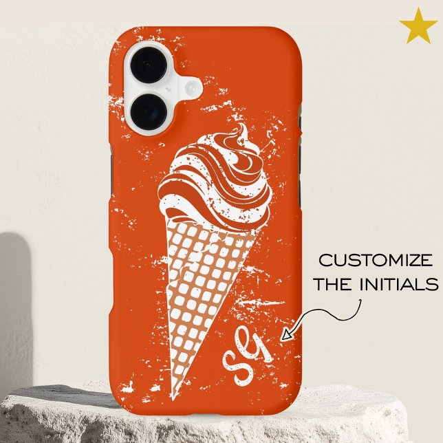 Fun 90s Orange Graffiti Ice Cream Cone Custom Name (Creator Uploaded)