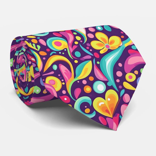 Fun 90s style tiled pattern  tie (Rolled)