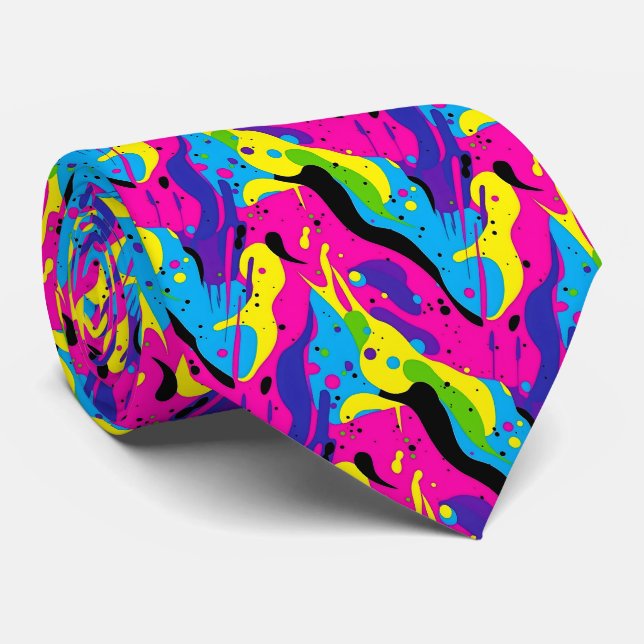 Fun 90s style tiled pattern  tie (Rolled)