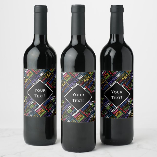 Fun 95th Birthday Party Personalised Monogram Wine Label (Bottles)