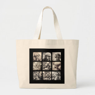 Fun 9 Photo Collage Pictures  Large Tote Bag