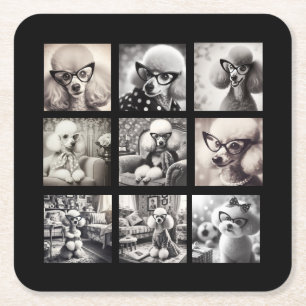 Fun 9 Photo Collage Pictures  Square Paper Coaster