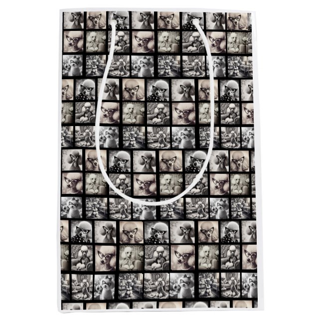 Fun 9 Photo Collage Pictures Wrapping Paper Medium Gift Bag (Front)
