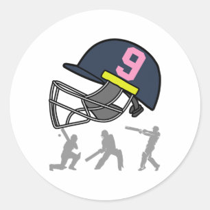 Fun 9th Birthday Cricket Player Boys Kids 9 Year O Classic Round Sticker
