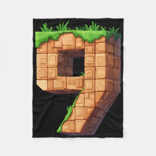 Fun 9th Birthday Number 9 Video Gamer Pixel Themed Fleece Blanket