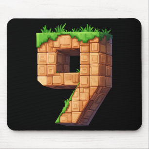 Fun 9th Birthday Number 9 Video Gamer Pixel Themed Mouse Mat