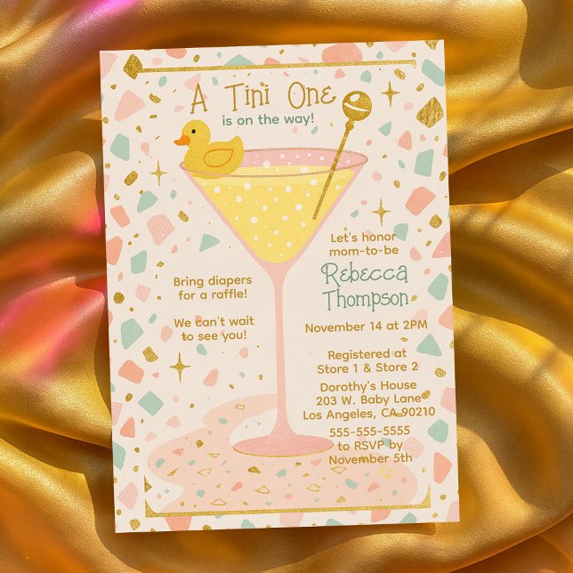 Fun A Tini One Martini Glass Baby Shower  Invitation (Fun A Tini One Martini Glass Baby Shower Invitation
)