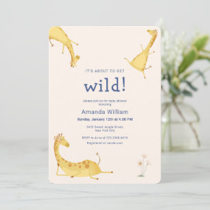 Fun About To Get Wild Sarafi Giraffe Baby Shower Invitation