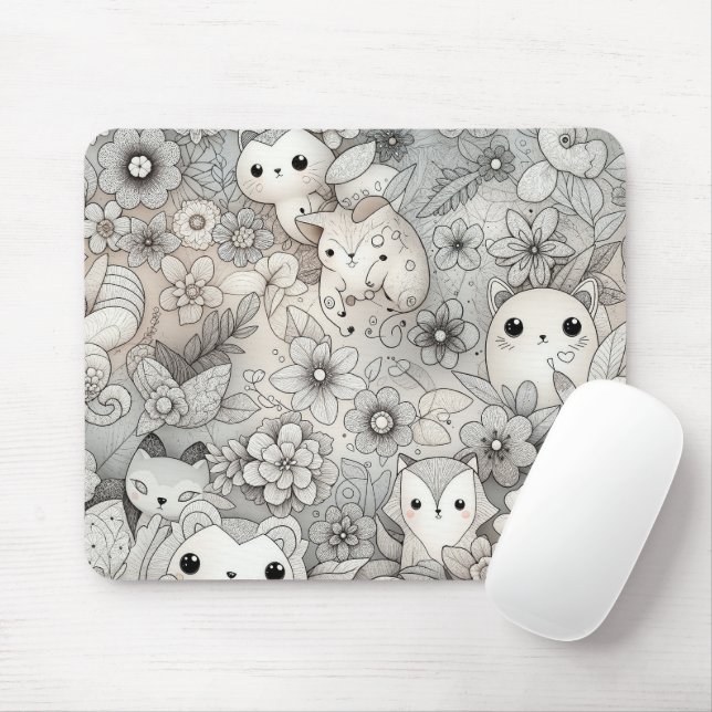 Fun Abstract Animal Collection Mouse Mat (With Mouse)