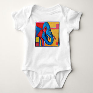 Fun Abstract Artsy Little Elephant Baby Bodysuit