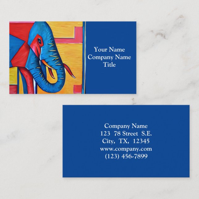 Fun Abstract Artsy Little Elephant Business Card (Front/Back)