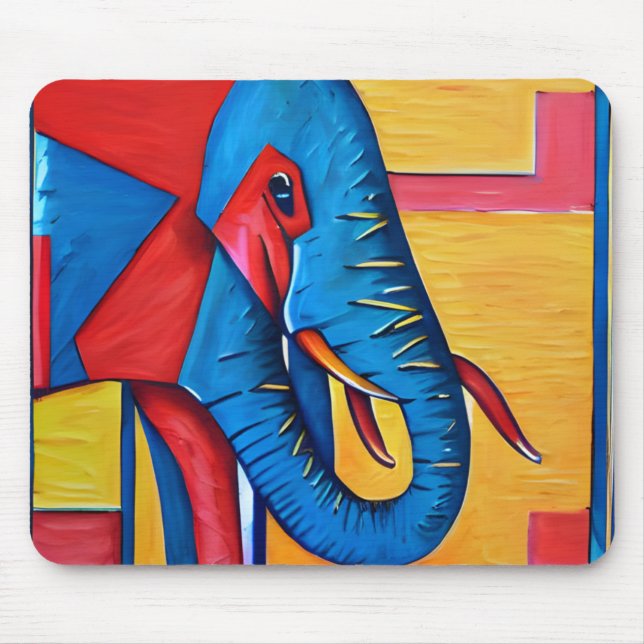 Fun Abstract Artsy Little Elephant Mouse Mat (Front)