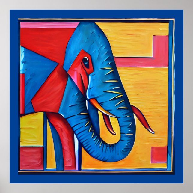 Fun Abstract Artsy Little Elephant Poster (Front)