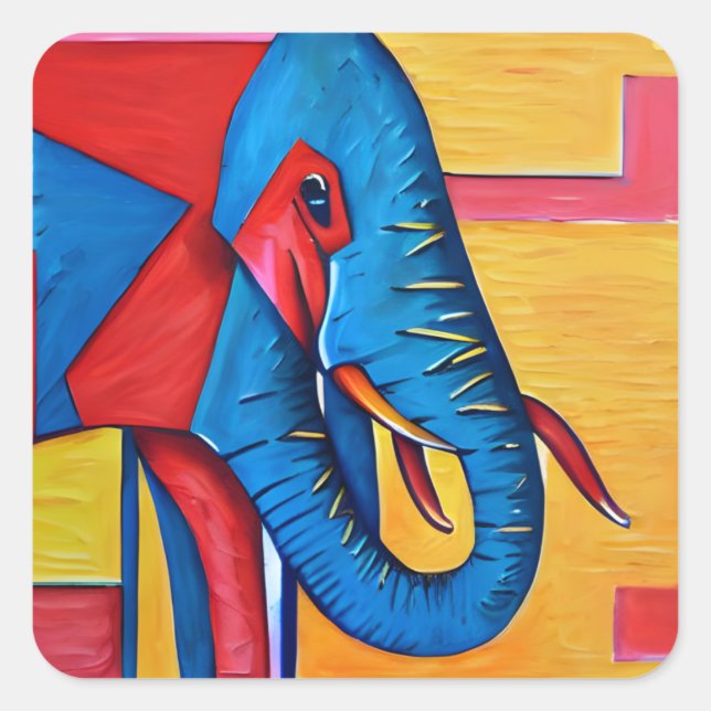 Fun Abstract Artsy Little Elephant Square Sticker (Front)