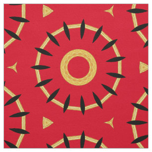 Fun Abstract Circles Cotton Twill Yardage in Red Fabric