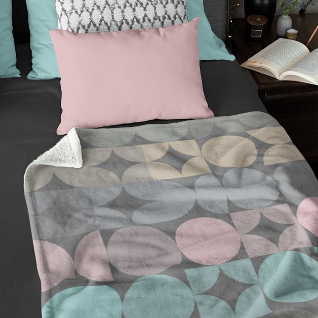 Fun Abstract Circles Squares Popart Pattern Fleece Blanket (Creator Uploaded)