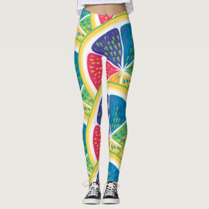 Fun Abstract Colourful Citrus Slice Rainbow Patter Leggings