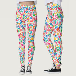 Fun Abstract Colourful Rainbow Polka Dot Watercolo Leggings