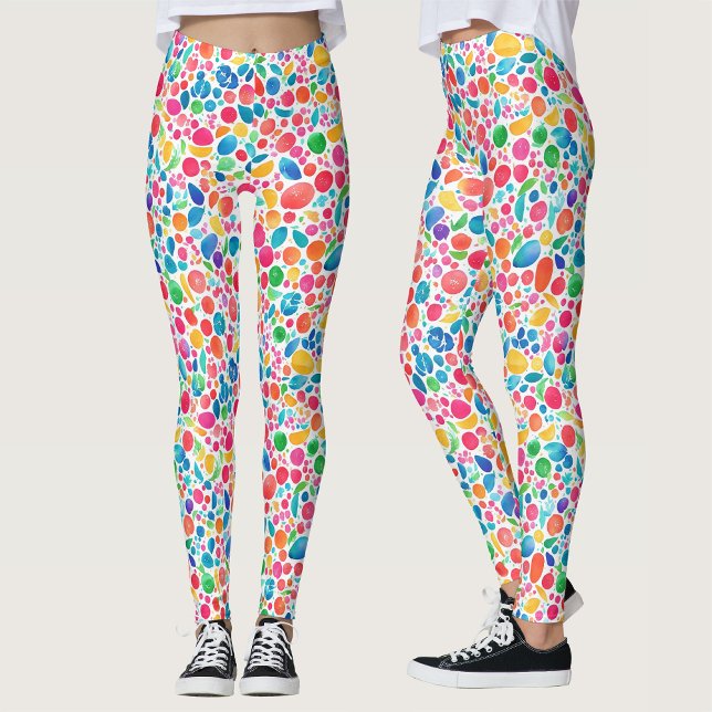 Fun Abstract Colourful Rainbow Polka Dot Watercolo Leggings (Creator Uploaded)