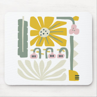 Fun abstract flower garden yellow and green mouse mat
