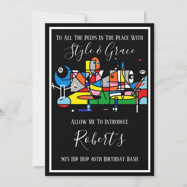 Fun Abstract Hip Hop Party Invitation (Front)