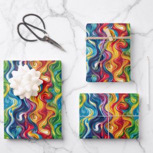 fun abstract lovers party tiled  wrapping paper sheet