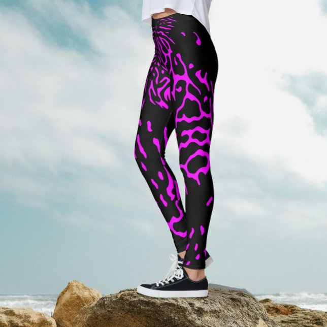 Fun Abstract Pink Safari Wild Animal Print Pattern Leggings (Creator Uploaded)
