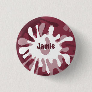 Fun Abstract Red Splatter Painting Name 3 Cm Round Badge