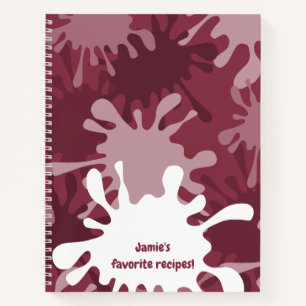 Fun Abstract Red Splatter Painting Name Recipe Notebook