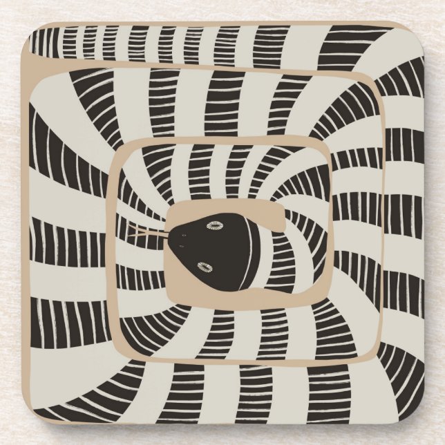 Fun Abstract Striped Banded Snake | Snake Lovers Coaster (Front)
