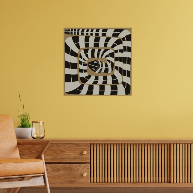 Fun Abstract Striped Snake Earthy Brown Neutral Poster (Living Room 2)