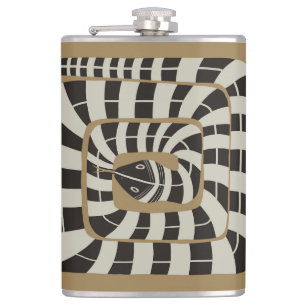 Fun Abstract Striped Snake in Brown Neutral Tones Hip Flask