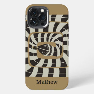 Fun Abstract Striped Snake in Brown Neutral Tones iPhone 13 Pro Max Case