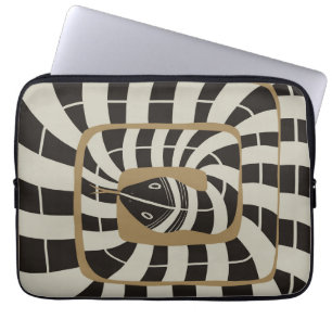 Fun Abstract Striped Snake in Brown Neutral Tones Laptop Sleeve