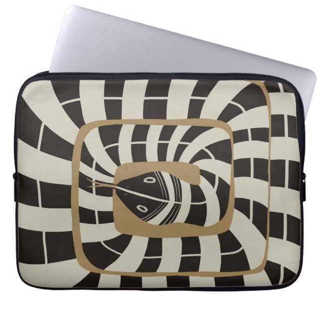 Fun Abstract Striped Snake in Brown Neutral Tones Laptop Sleeve (Front)
