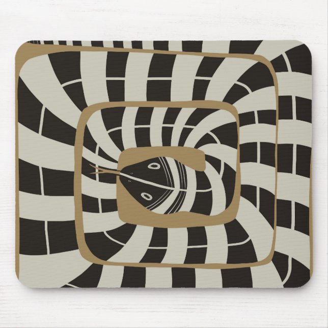 Fun Abstract Striped Snake in Brown Neutral Tones Mouse Mat (Front)