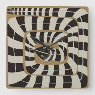 Fun Abstract Striped Snake in Brown Neutral Tones Square Wall Clock