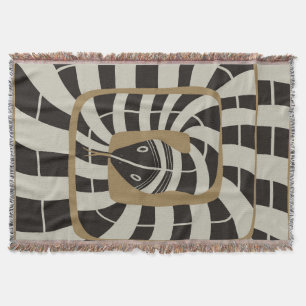 Fun Abstract Striped Snake in Brown Neutral Tones Throw Blanket